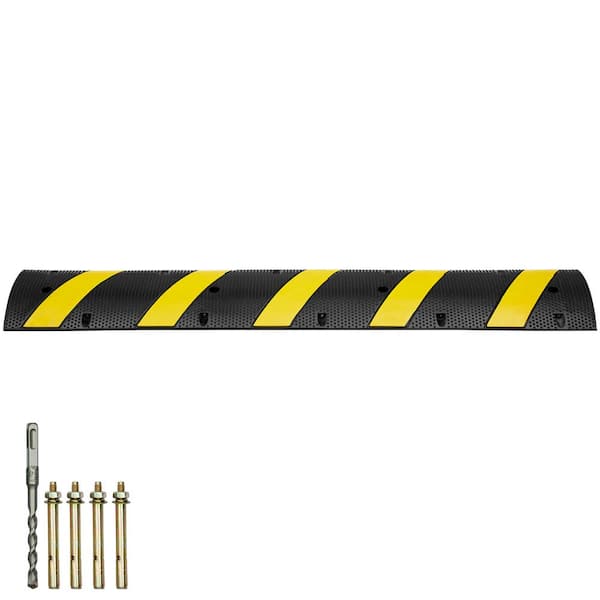 72 in. x 11.81 in. 6 ft. Cable Protector Ramp-2 Channel Raceway Conduit Rubber Speed Bump for Traffic Roads