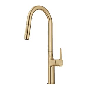 Oletto Single Handle Pull Down Sprayer Kitchen Faucet in Brushed Gold