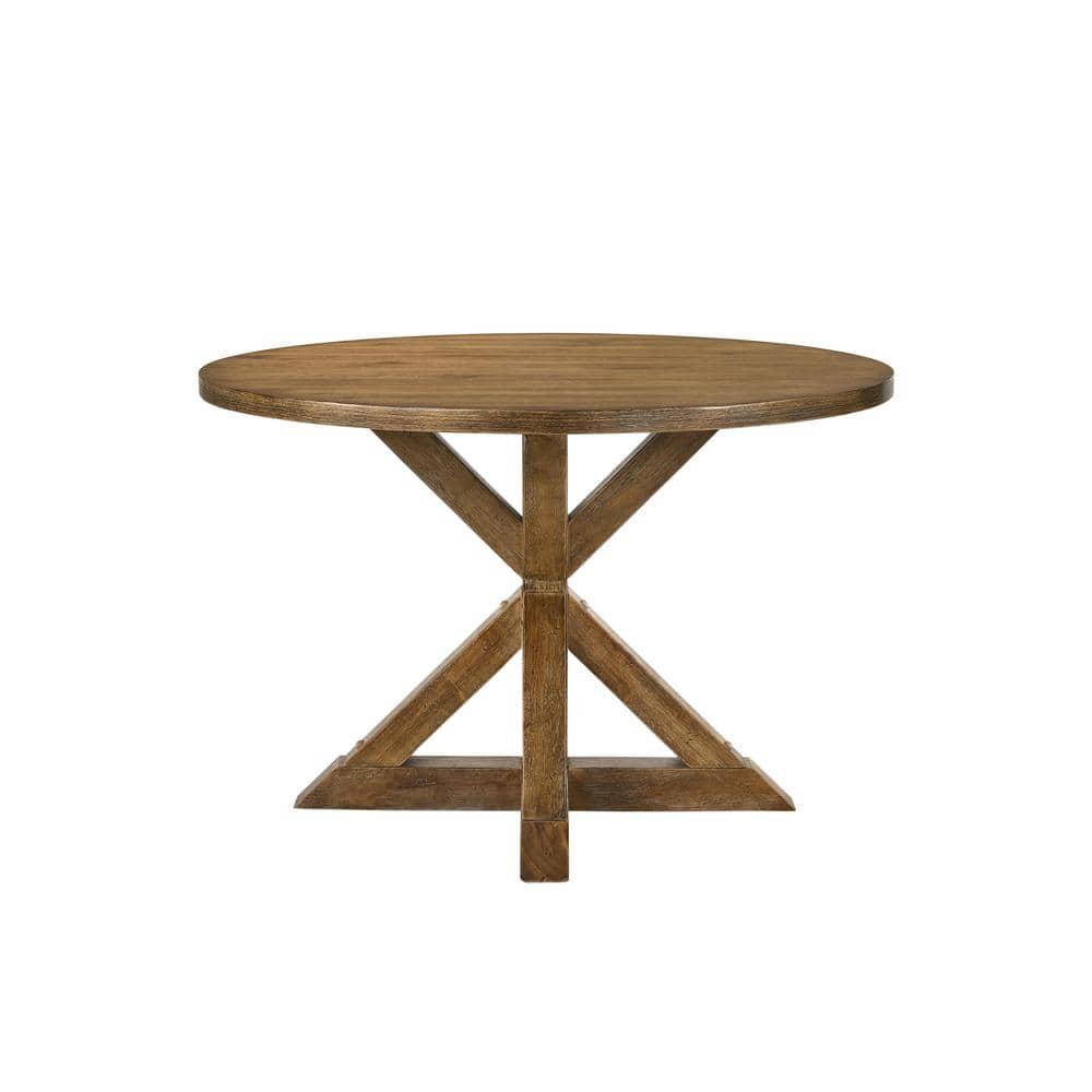 Transitional 48" Reclaimed Weathered Oak Round Dining Table