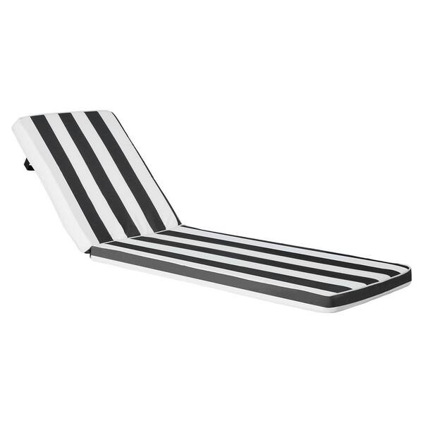 Chaise Lounge Cushion, 74 x22 x 3in.Set of 2 Outdoor Lounge Chair Cushions,Sun Lounger Cushions, Black and White Stripes