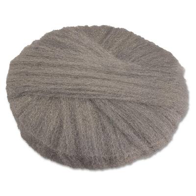 Radial Steel Wool Pads, Grade 2 (Coarse): Stripping/Scrubbing, 17 in., Gray, (12-Carton)