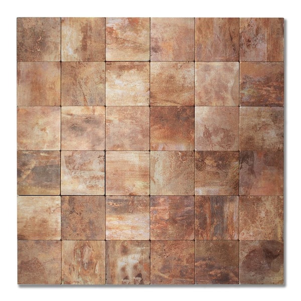 Yipscazo Retro Copper Square 12 in. x 12 in. PVC Peel and Stick Tile Backsplash (5 sq. ft./5 Sheets)