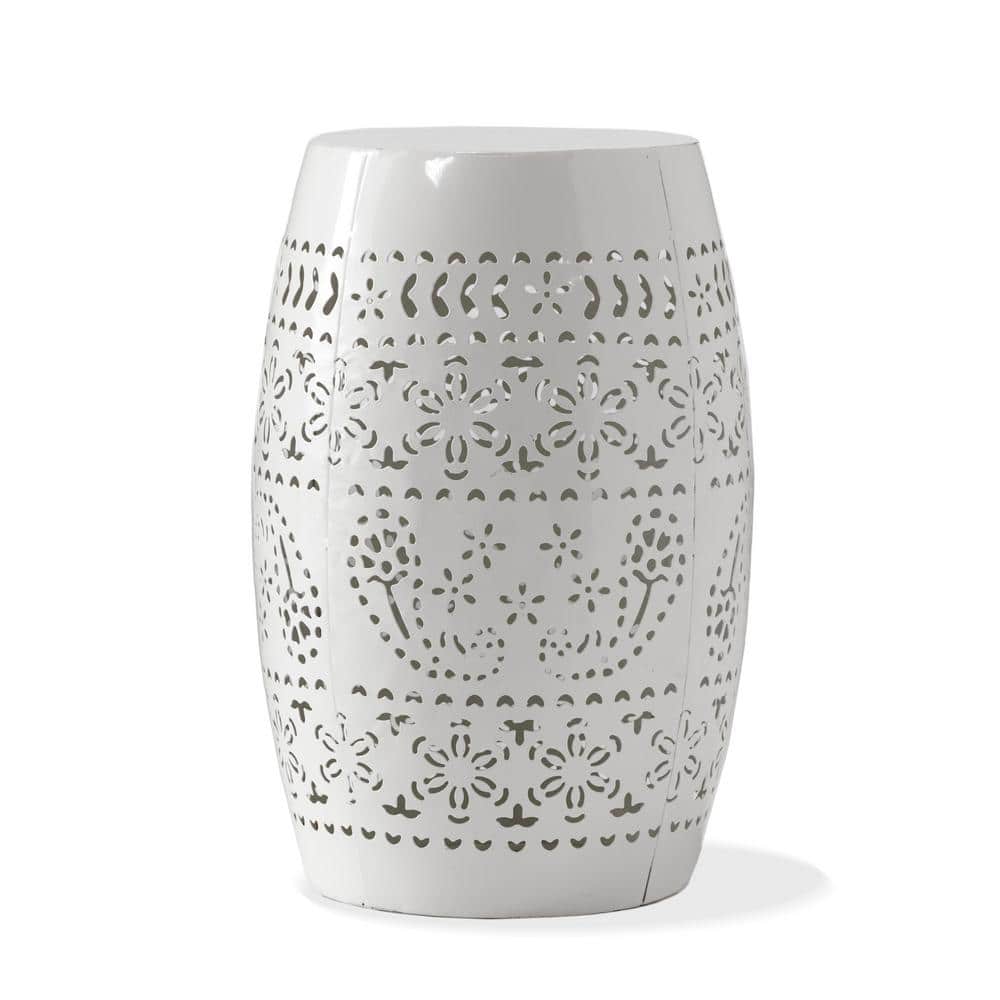 12.25 in. Outdoor Round Side Table, Lace Cut Design, Weather-resistant for Patio, Garden, Backyard, White price history on PriceWatchPro