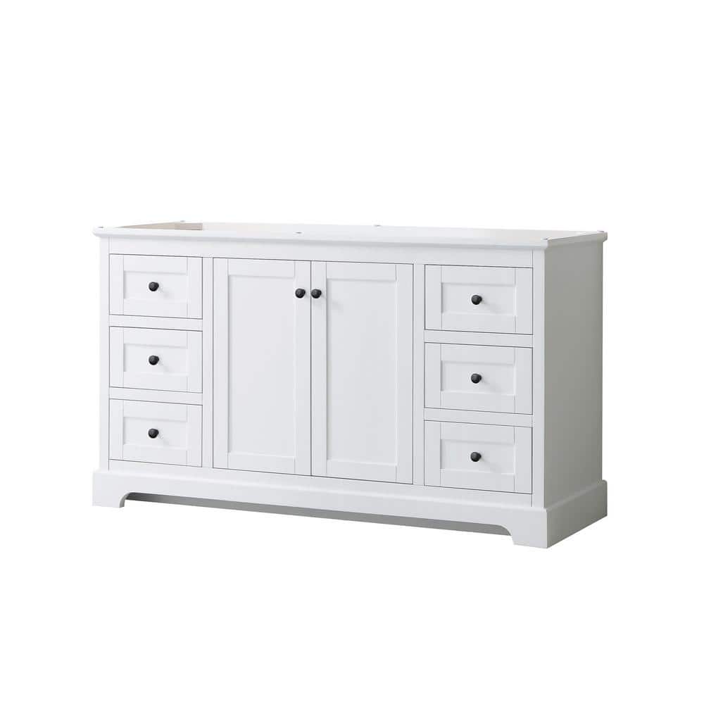 Avery 60" White Freestanding Single Vanity with Matte Black Hardware