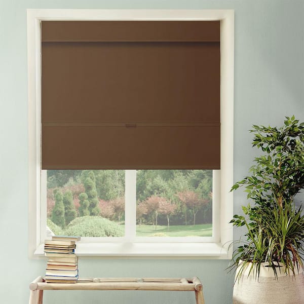 Chicology Mountain Chocolate Cordless Room Darkening Thermal Polyester Roman Shades 35 in. W x 64 in. L