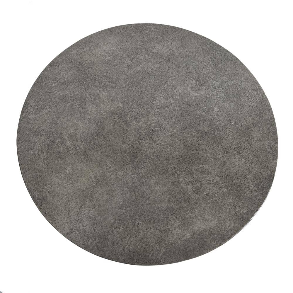Gray and Bronze Round Concrete Metal Side Table