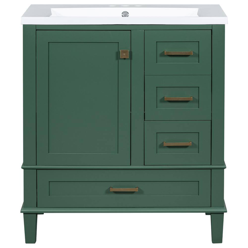 30 in. Wood Bathroom Vanity Modern Green Cabinet with Console Sink Set and 