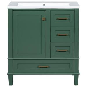 30 in. Wood Bathroom Vanity Modern Green Cabinet with Console Sink Set and Basin Combo, a Soft Closing Door, 3-Drawers