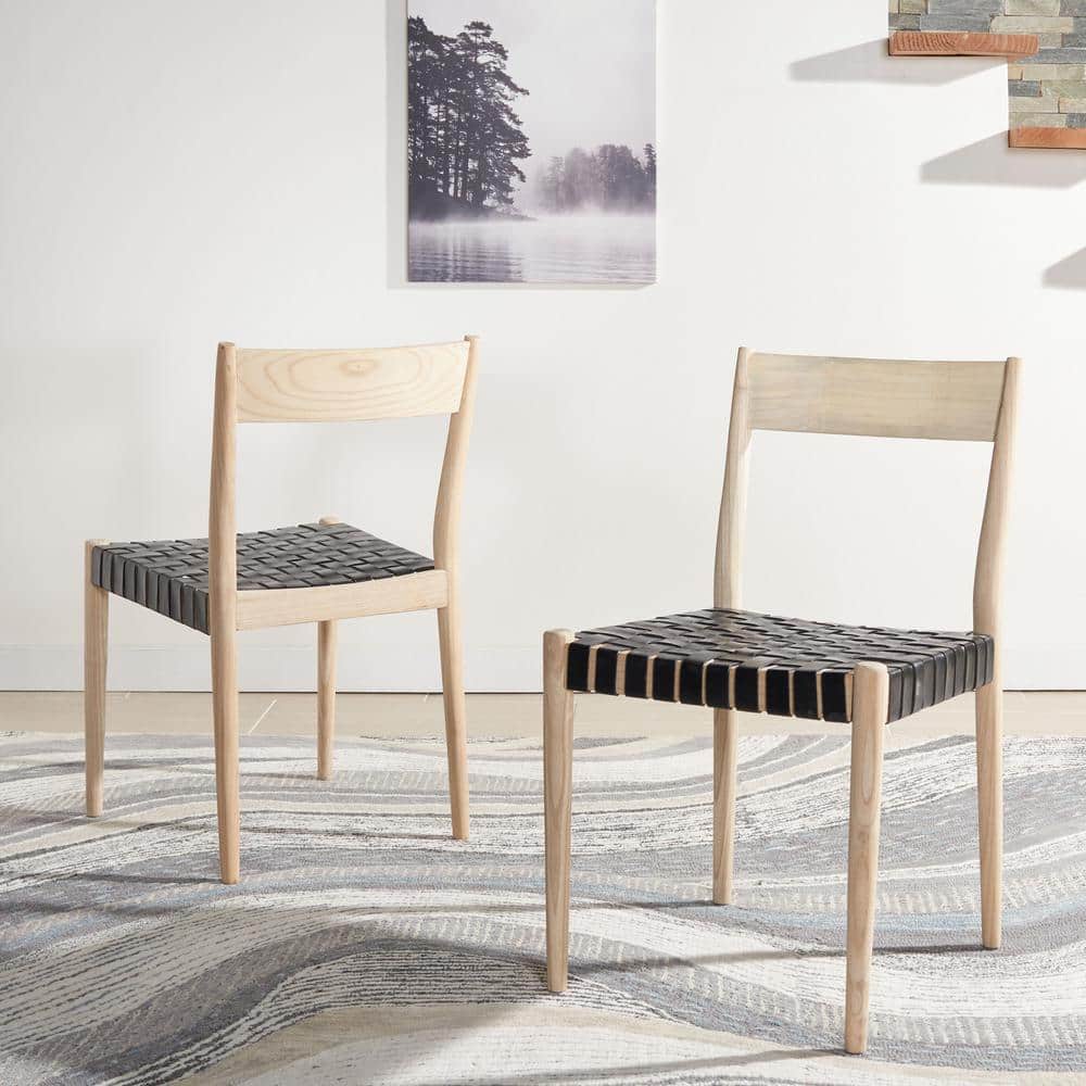 Eluned Black/Natural 31.5 in. Wood Dining Chair (Set of 2)