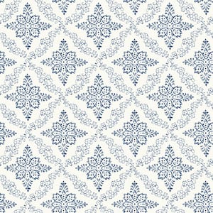 Wynonna Navy Geometric Floral Navy Wallpaper Sample