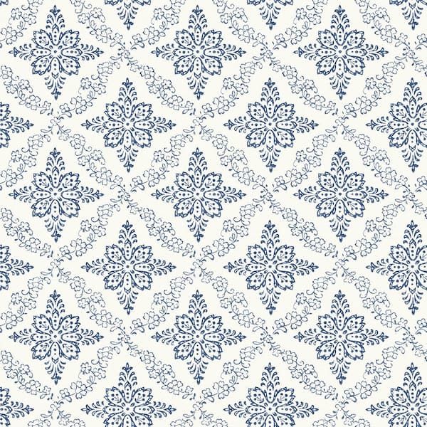 Chesapeake Wynonna Navy Geometric Floral Navy Wallpaper Sample
