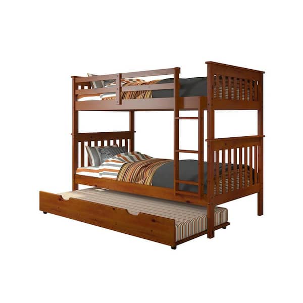 Donco Kids Brown Light Espresso Twin over Twin Mission Bunk Bed with Trundle