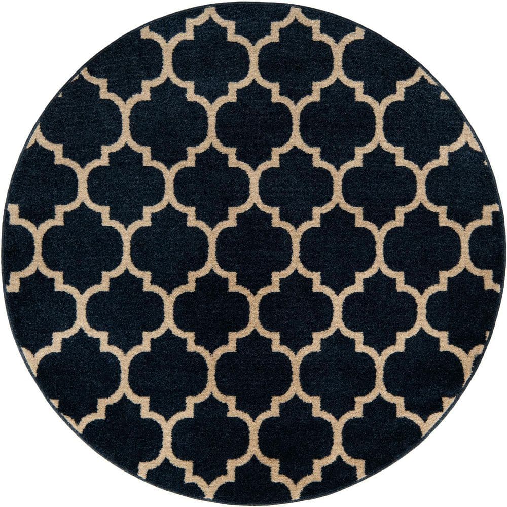 Trellis Philadelphia Navy Blue/Beige 6' 0 x 6' 0 Round Rug price history on PriceWatchPro
