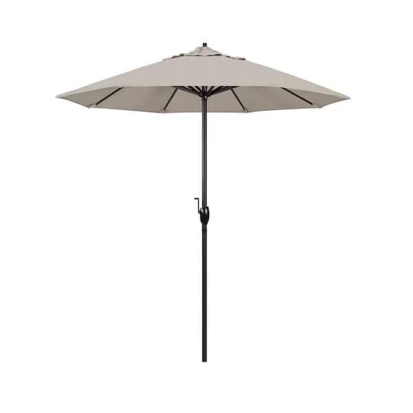 California Umbrella 7.5 ft. Bronze Aluminum Market Auto-Tilt Crank Lift Patio Umbrella in Woven Granite Olefin
