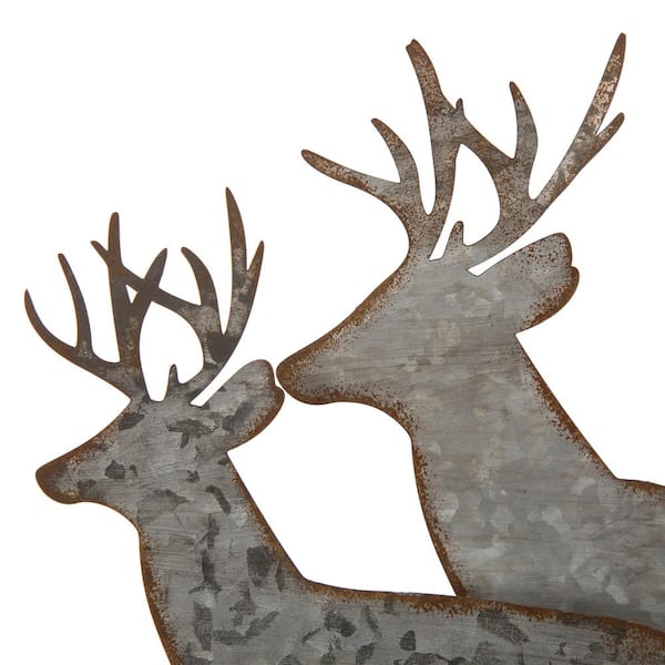 9.53 in. H Galvanized Metal/Wooden Reindeer Table Decor