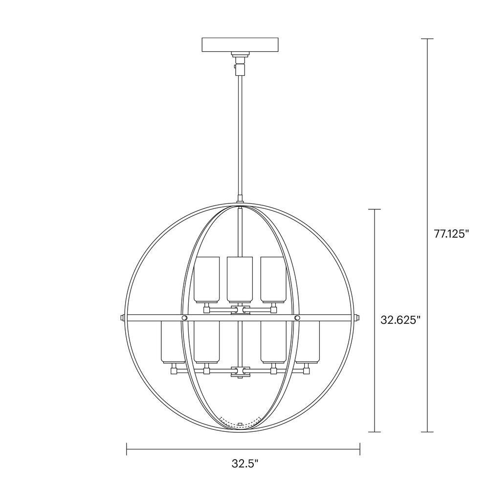 Alturas Satin Brass 9-Light Chandelier with Clear Seeded Glass Globes