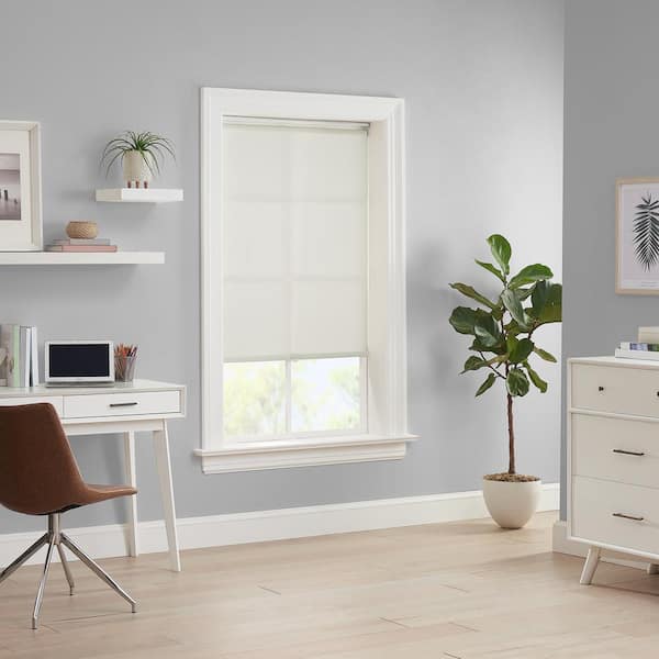 Eclipse Holden Ivory Solid Polyester 45 in. W x 72 in. L Light Filtering Single Cordless Roller Shade