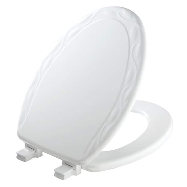 Mayfair Sculptured Ivy Elongated Closed Front Toilet Seat in White