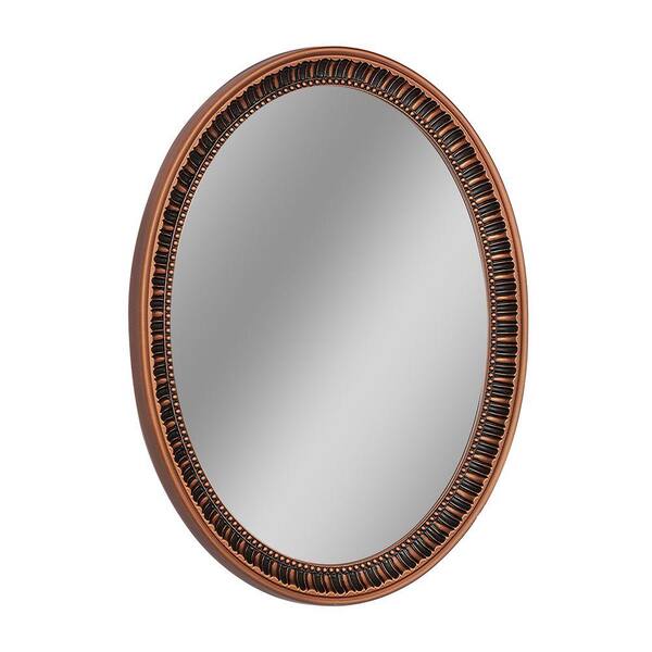 Deco Mirror 30 in. L x 23 in. W Carved Single Oval Mirror in Oil Rubbed Bronze