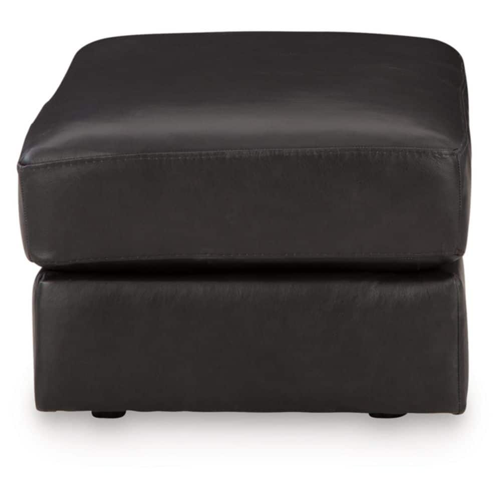Amiata Black Leather Contemporary Rectangle Ottoman