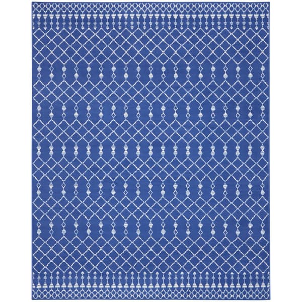 Whimsicle Navy 9 ft. x 12 ft. Tribal Moroccan Contemporary Area Rug