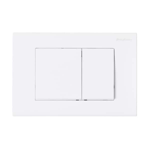 Swiss Madison Wall Mount Dual Flush Actuator Plate with Square Push Buttons in Matte White