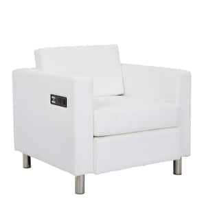 Atlantic White Vinyl Chair with Single Charging Station