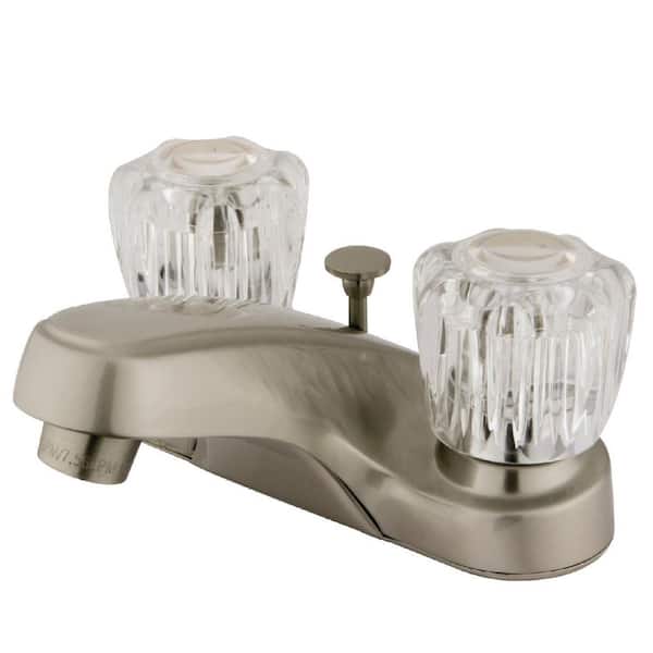 Kingston Brass Americana 4 in. Centerset 2-Handle Bathroom Faucet with Brass Pop-Up in Brushed Nickel