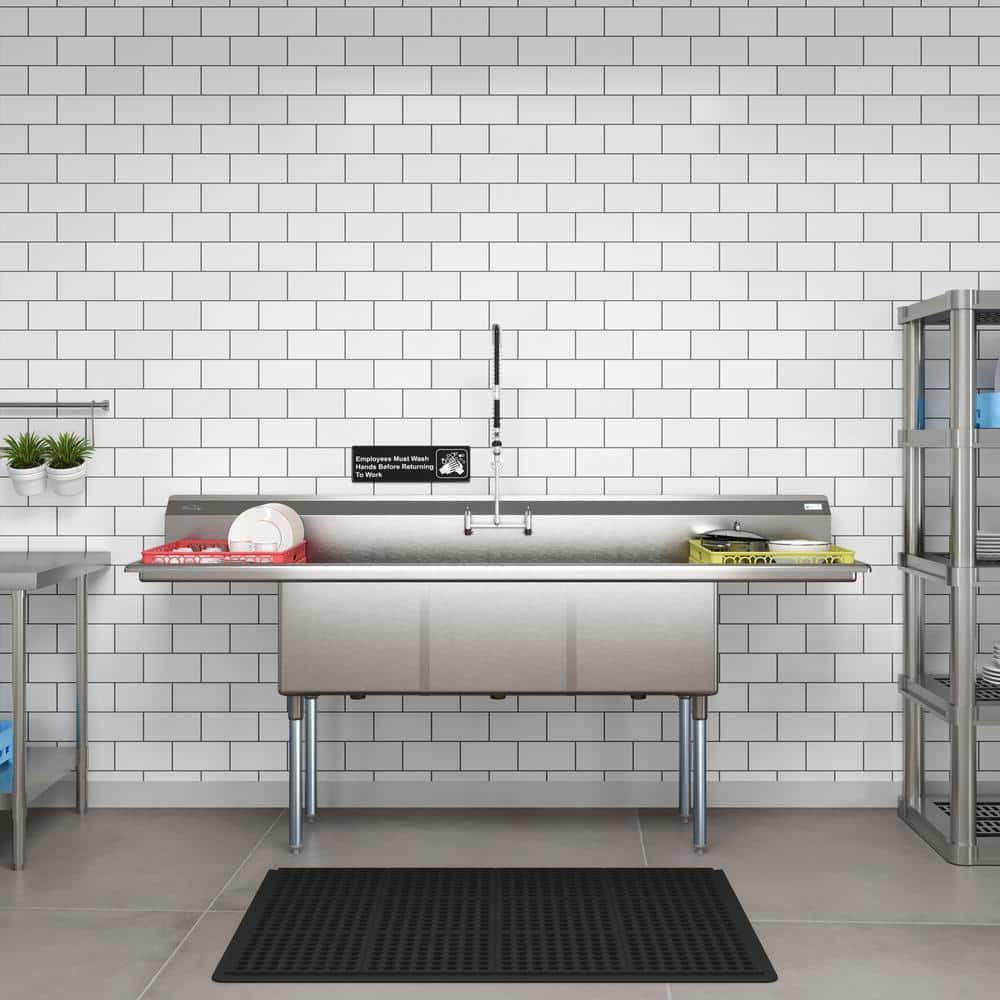 90'' Stainless Steel Triple Bowl Commercial Kitchen Sink
