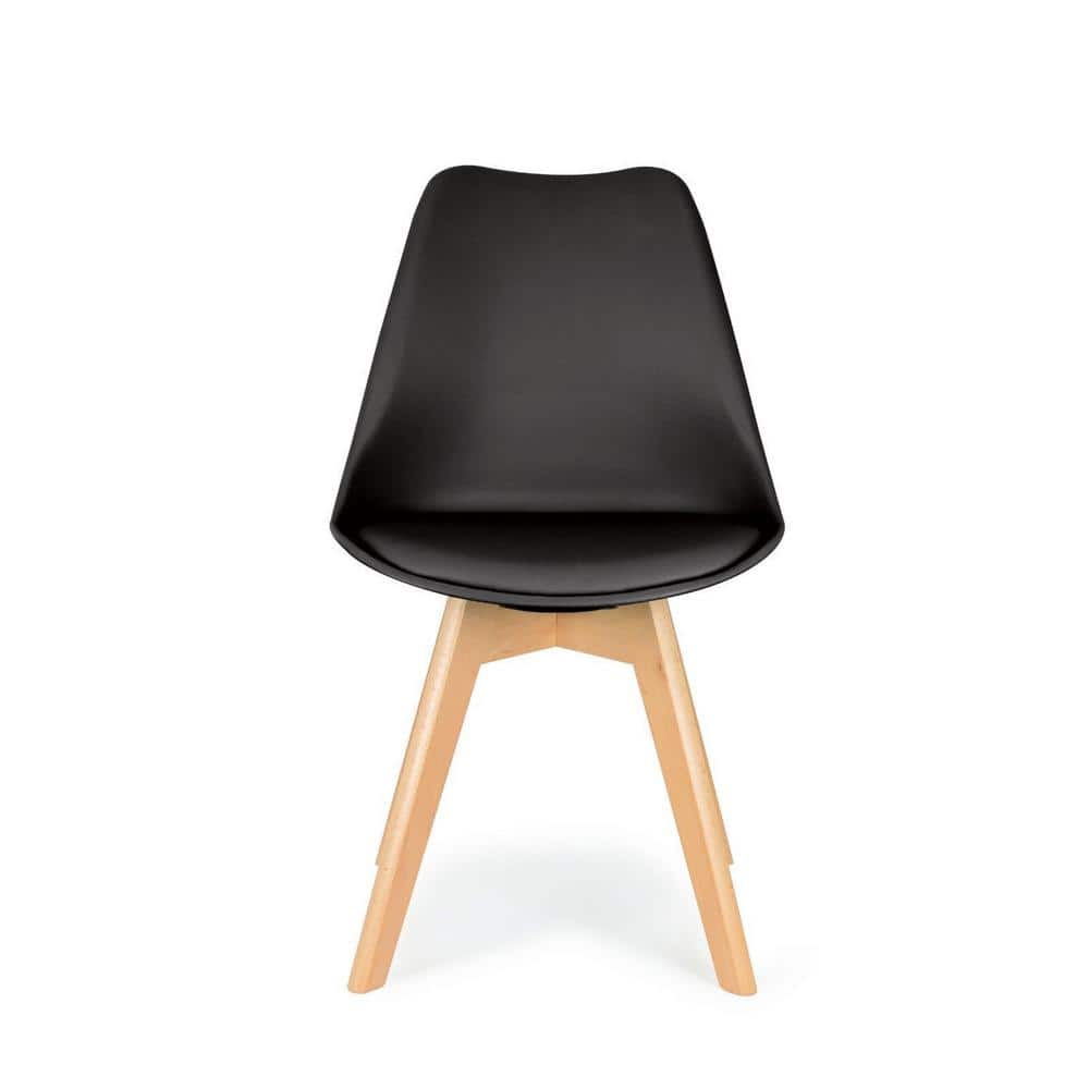 Black Polypropylene and Beech Wood Dining Side Chair Set