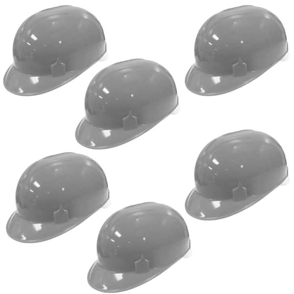Bump Cap with 4-Point Pin Lock Suspension, HDPE Cap Style, Gray (Pack of 6)