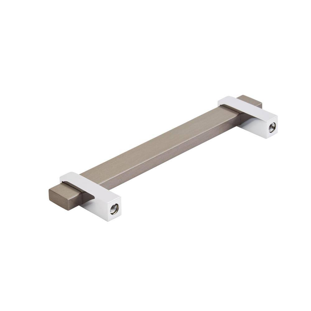 6.25" Brushed Nickel and Chrome Modern Cabinet Bar Pull