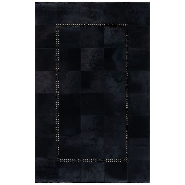 Studio Leather 6 ft. x 9 ft. Black Border Squared Area Rug