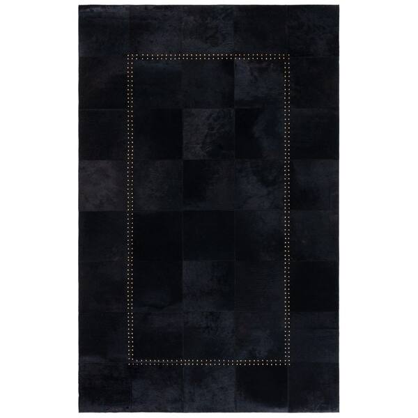 Studio Leather 8 ft. x 10 ft. Black Border Squared Area Rug