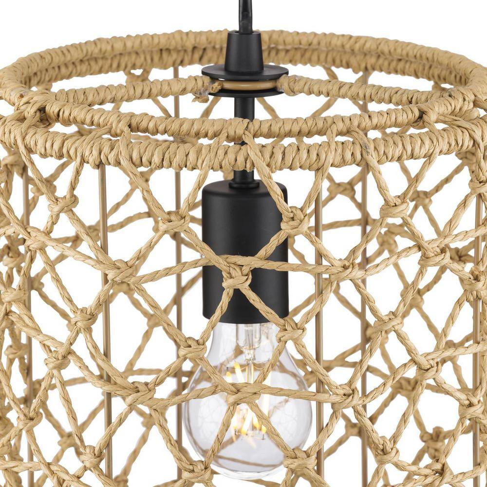 Chandra 10" Matte Black Handwoven Geometric Pendant Light