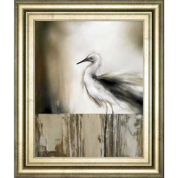 Classy Art 22 in. x 26 in. "Sea Mist & The Egret" by J.P Prior Framed Printed Wall Art