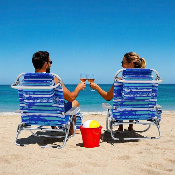 HONEY JOY 1PC Metal Outdoor Backpack Beach Chair Foldable 5