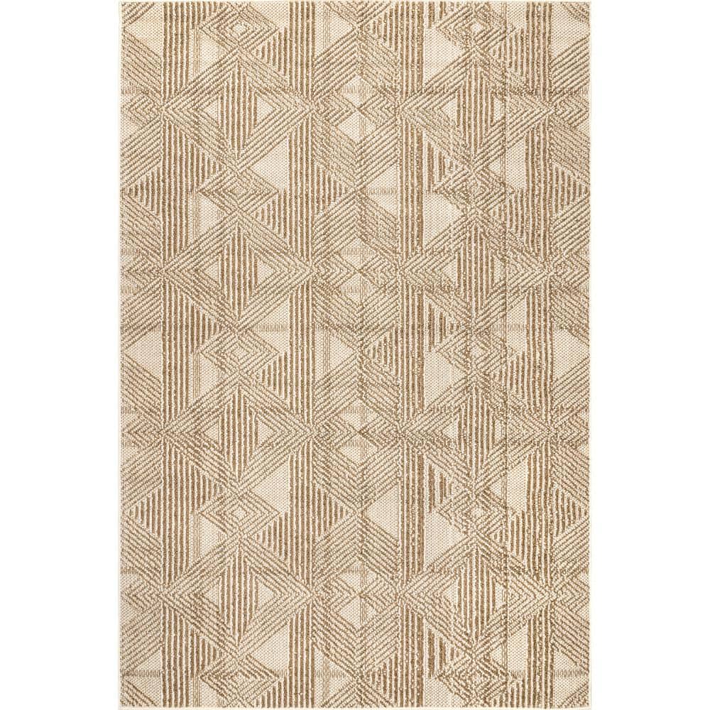 Diamond Weave Synthetic 4' x 6' Easy Care Area Rug in Beige