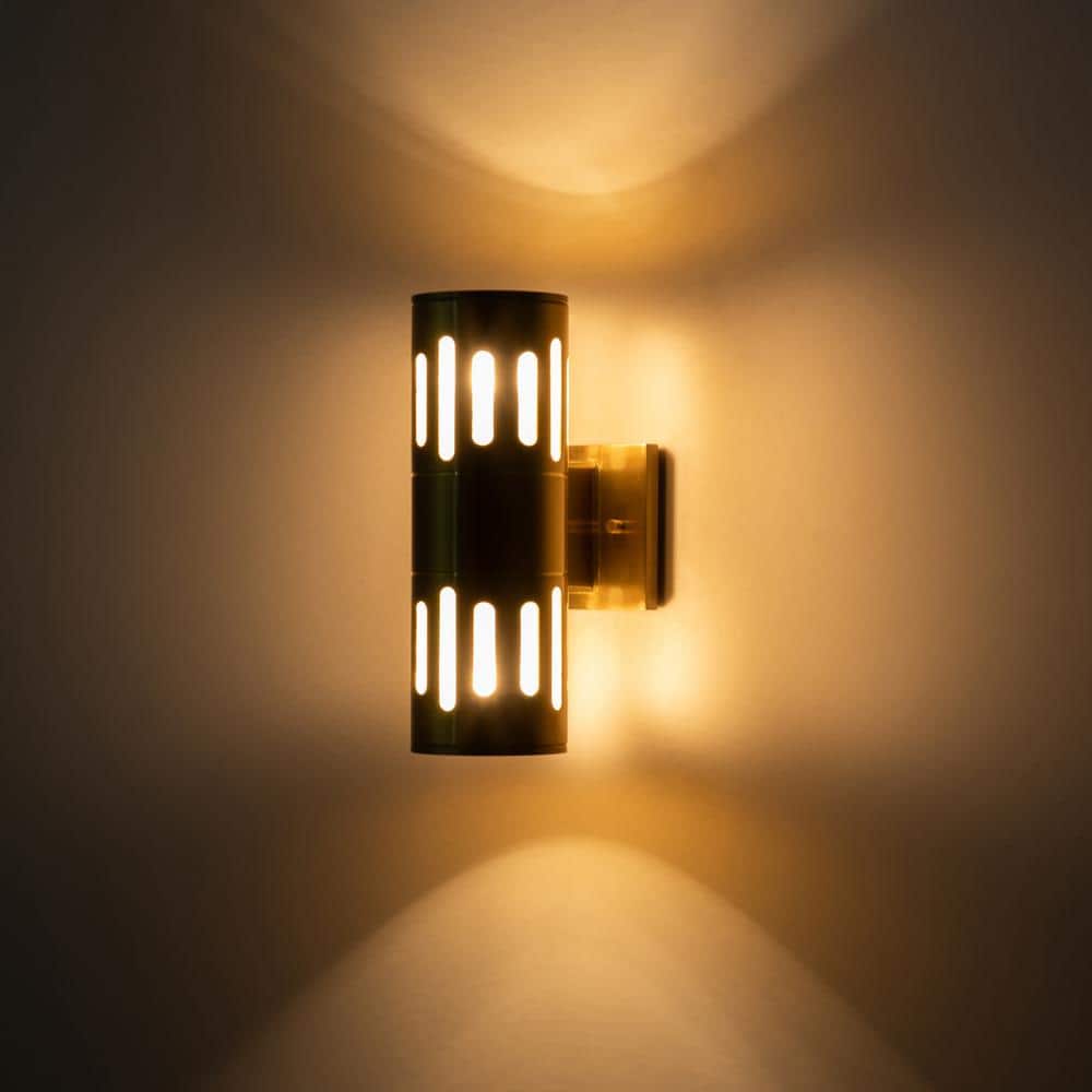 Gold Die-Cast Aluminum Cylinder Outdoor Wall Sconce
