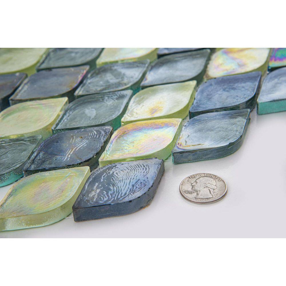 Caribbean Iridescent Glass Arabesque Mosaic Wall Tile Sample