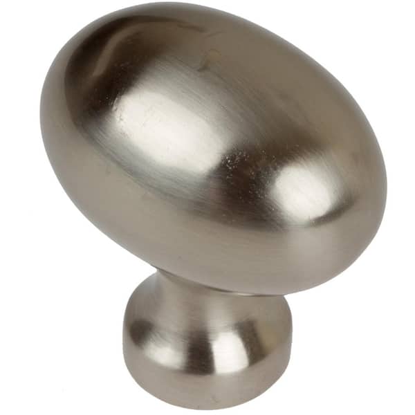 GlideRite 1-1/8 in. Dia Satin Nickel Classic Oval Cabinet Knob (10-Pack)