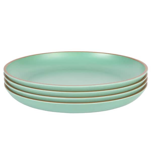 Gibson Home Rockabye 4-Piece 10.7 in. Melamine Dinner Plate Set In Green