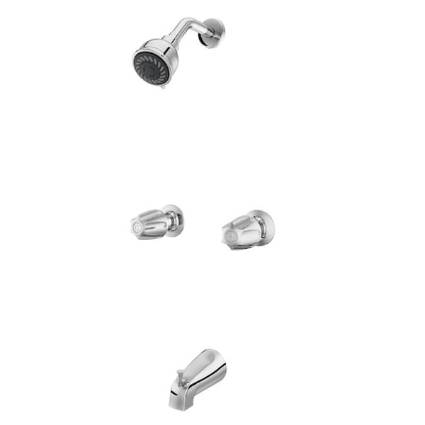 Double Handle 1-Spray Tub and Shower Faucet 1.8 GPM with Metal Knob Handles in Polished Chrome (Valve Included)