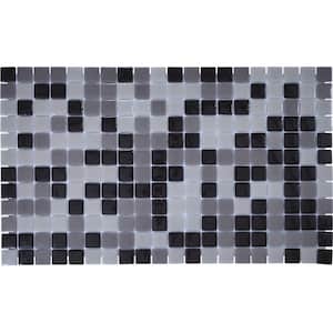 Glass Tile Love Head Over Heels Black and Gray Chips Mosaic Glass Floor Tile (10.76 sq. ft./Case)