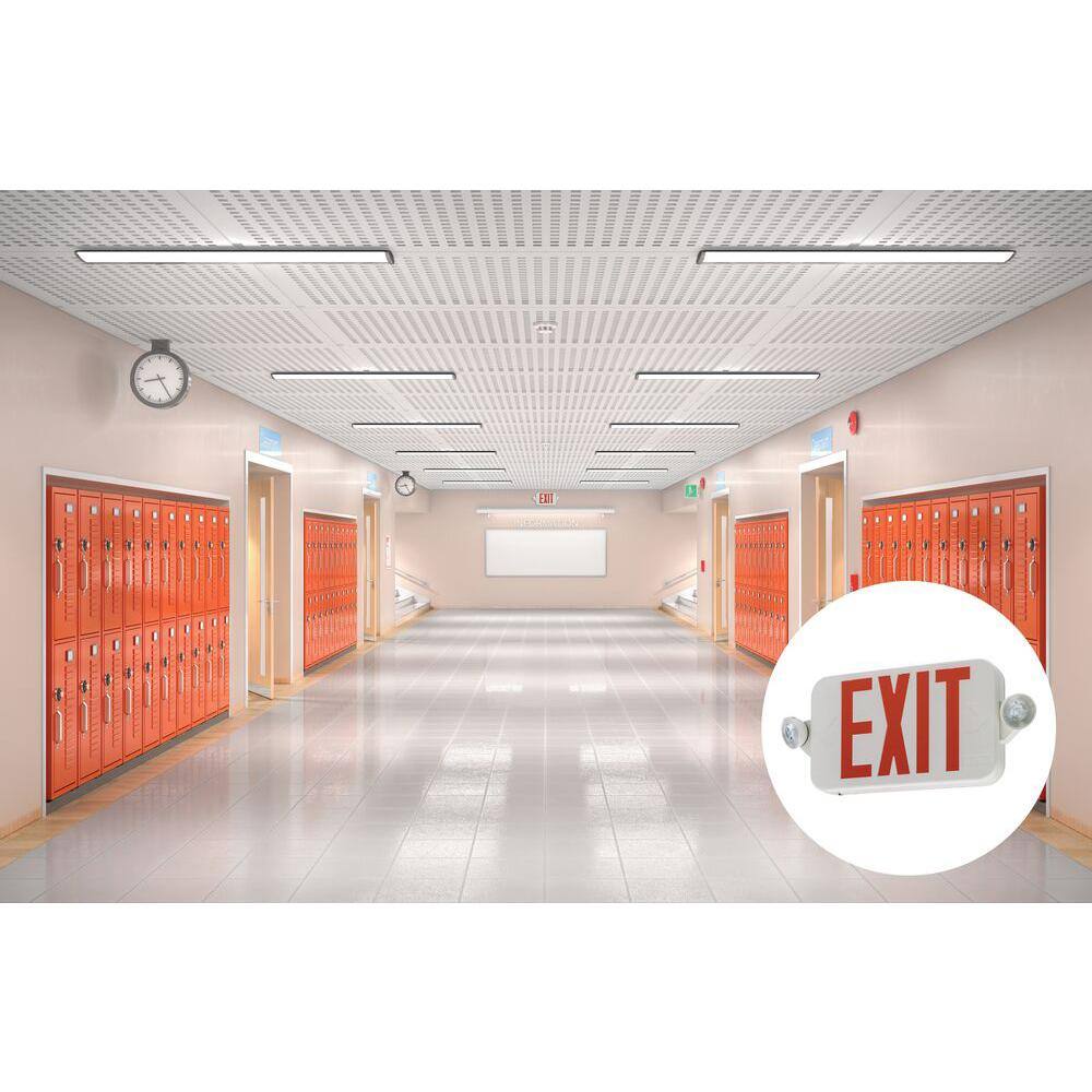 White LED Emergency Exit Sign with Lights