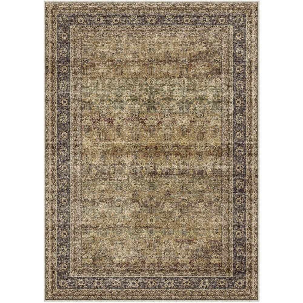 Rye Brown 8 ft. x 10 ft. Distressed Vintage Floral Area Rug price history on PriceWatchPro