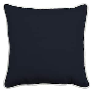 Oasis 20 in. Navy Blue Square Indoor/Outdoor Throw Pillow Classic