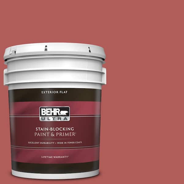 BEHR ULTRA 5 gal. #160D-6 Pottery Red Flat Exterior Paint & Primer