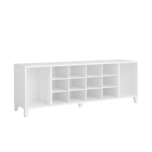 21.25 in. H x 60 in. W x 15 in. D White Composite Wood Shoe Storage Bench