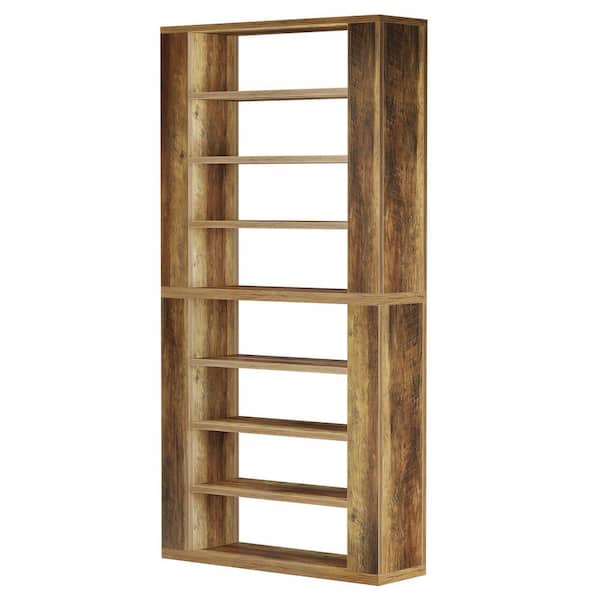 80 in. H 36-Pair Brown Engineered Wood Shoe Rack for Entryway, Living Room